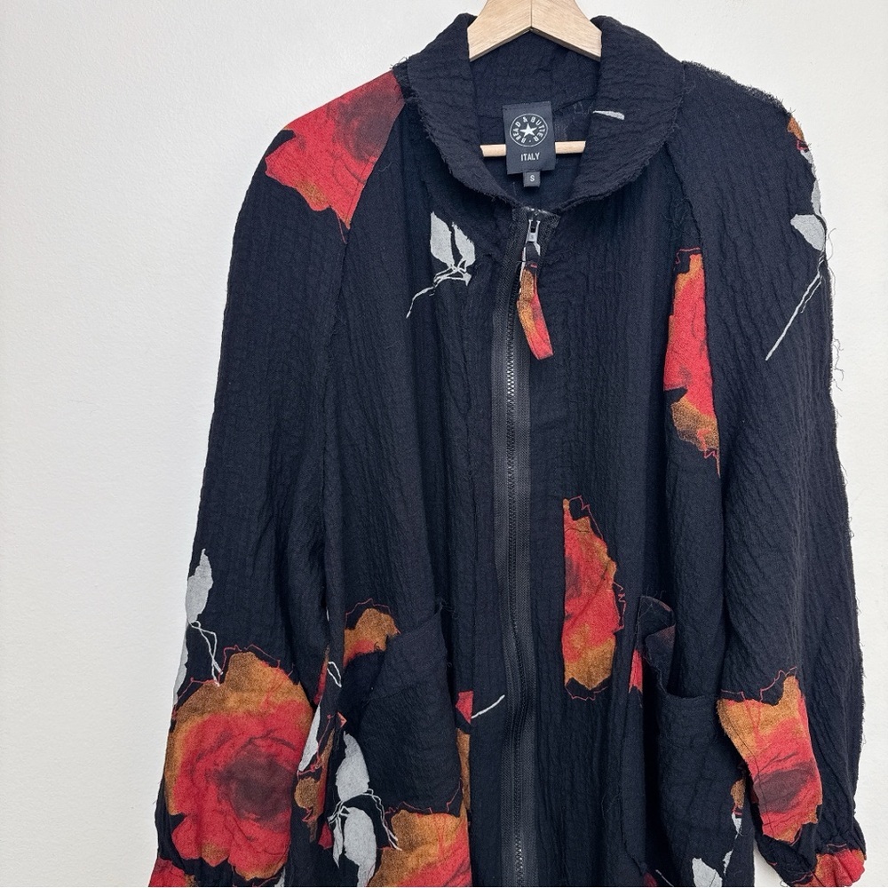BREAD & BUTTER Womens Small Gauze Floral Oversized Lagenlook Artsy Jacket - Picture 6 of 14